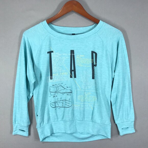 Sugar & Bruno Shirt Youth One Size Blue Tap Dance Pullover Long Sleeve Thumbhole - Picture 1 of 13